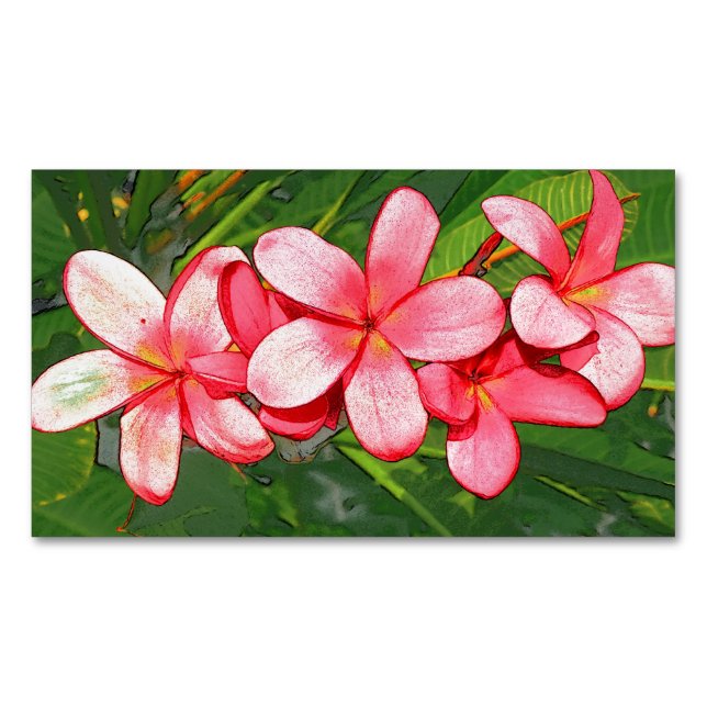 Plumerias pink   	Magnetic business card (Front)