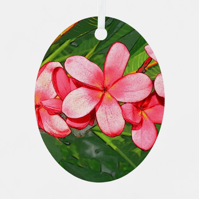 Plumerias pink  metal ornament (Front)