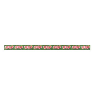 Plumerias pink satin ribbon