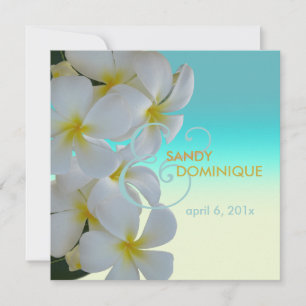 Plumerias tropical wedding invitation
