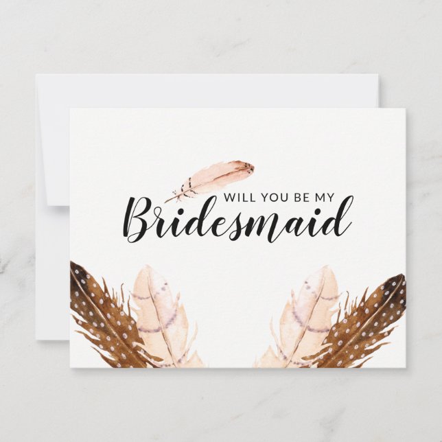 Plumes Aquarelle Bridesmaid Invitation (Devant)