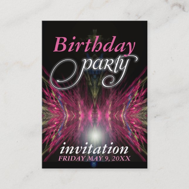 Plumes aztèques roses Carte d'invitation d'anniver (Devant)
