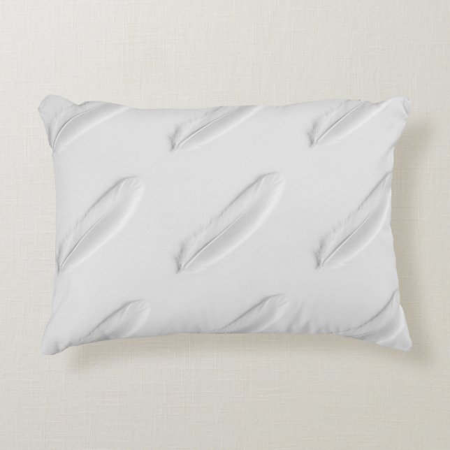 Plumes blanches Oiseau Élégant Coussin (Devant)