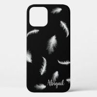 Plumes blanches sur Coque noir-coque iphone