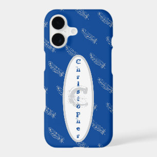 Plumes bleues Motif Modèle moderne Monogramme mod