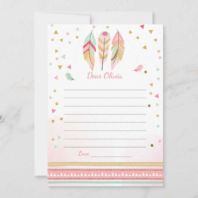 Plumes Boho Tribal Guestbook Cartes Heure Capsule (Devant)