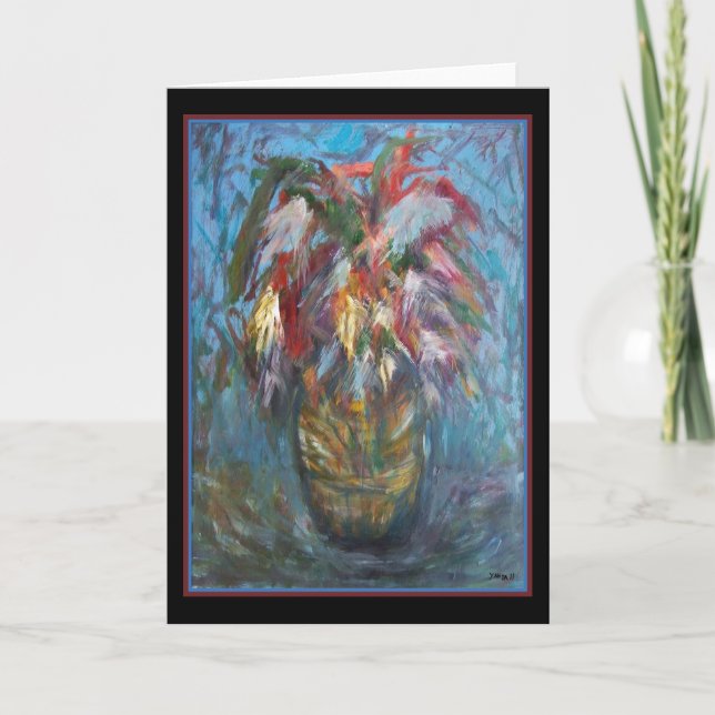 Plumes dans le vase - carte de voeux originale (Devant)
