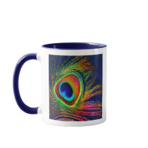 Plumes de paon colorées Imprimer Mug de café
