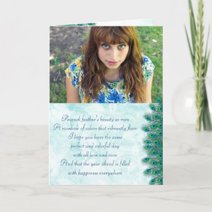 Plumes de paon d'anniversaire carte photo
