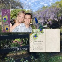 Plumes de paon Enregistrer la date Invitation Cart