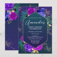 Plumes de paon et Invitation d'anniversaire floral