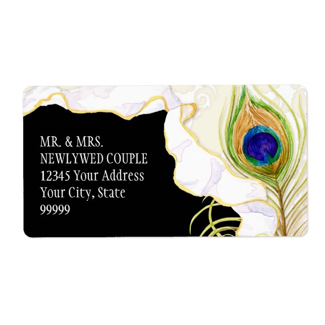 Plumes de paon moderne Faux Ribbon Damask Swirl (Devant)