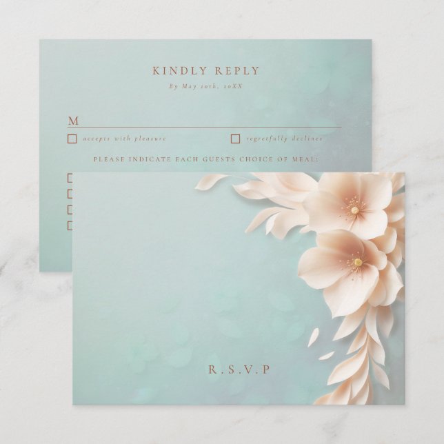 Plumes de pêche choix de repas mariages RSVP (Devant / Derrière)