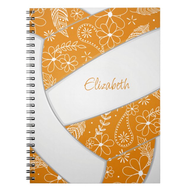 plumes doodle orange blanc journal de volleyball (Devant)