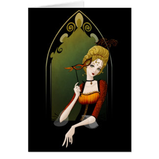 Plumes d'or, dentelle noire - carte