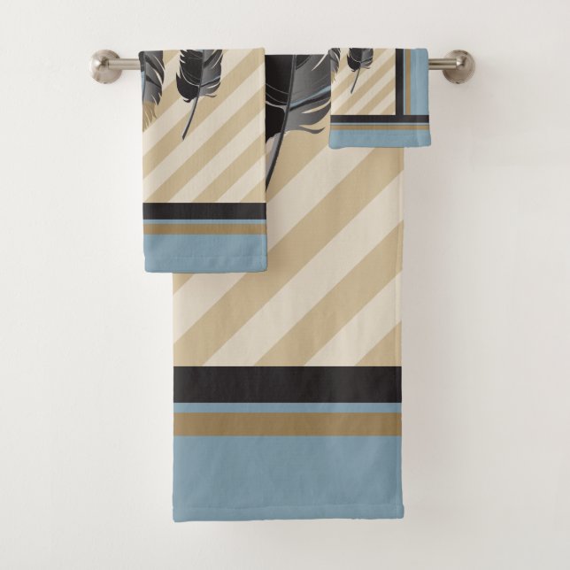 Plumes en bleu, gris et Brown (En situation)