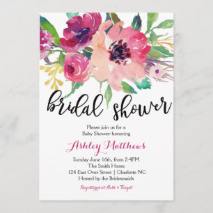 Plumes florales Floral Bridal Shower Invitation