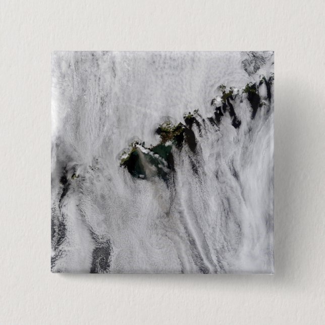 Plumes from Okmok Volcano, Aleutian Islands 2 Inch Square Button (Front)