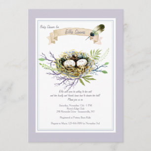 Plumes leur invitation au Baby shower de nid