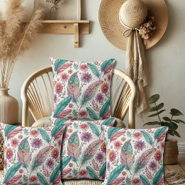 Plumes Lumineuses Boho Lancer Oreiller