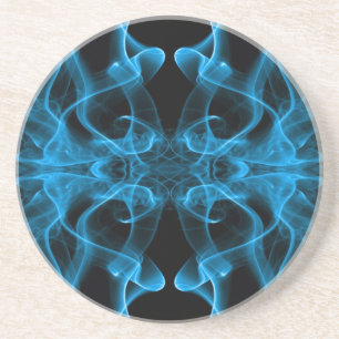 Plumes of Blue Smoke on black Coaster