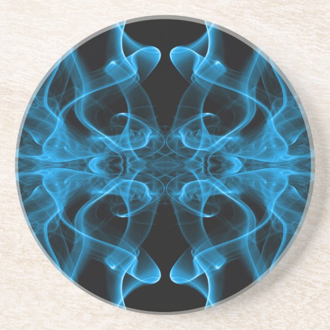 Plumes of Blue Smoke on black Coaster (Front)