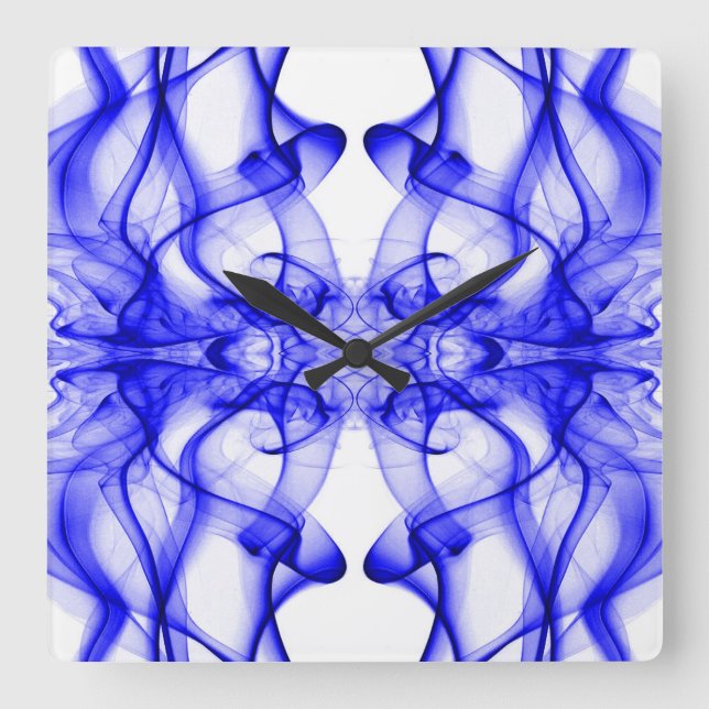 Plumes of Blue Smoke on white Square Wall Clock (Front)