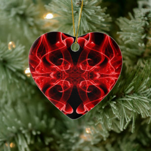 Plumes of Red Smoke on Black Ceramic Ornament