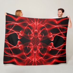 Plumes of Red Smoke on Black Fleece Blanket