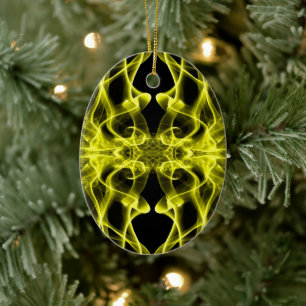 Plumes of Yellow Smoke on Black Ceramic Ornament
