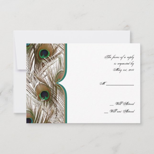 Plumes Peacock avec carte de réponse à double cadr (Devant)