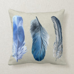 Plumes peintes à la main Oreillers à lancer en pol