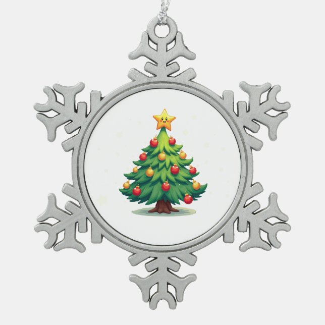 Plump Kawaii Christmas Tree Sparkling Ornaments (Front)