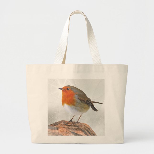 Plump Robin Redbreast Large Tote Bag (Front)