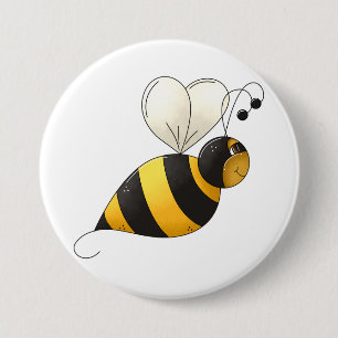 Plump Winged Bumble Bee 3 Inch Round Button