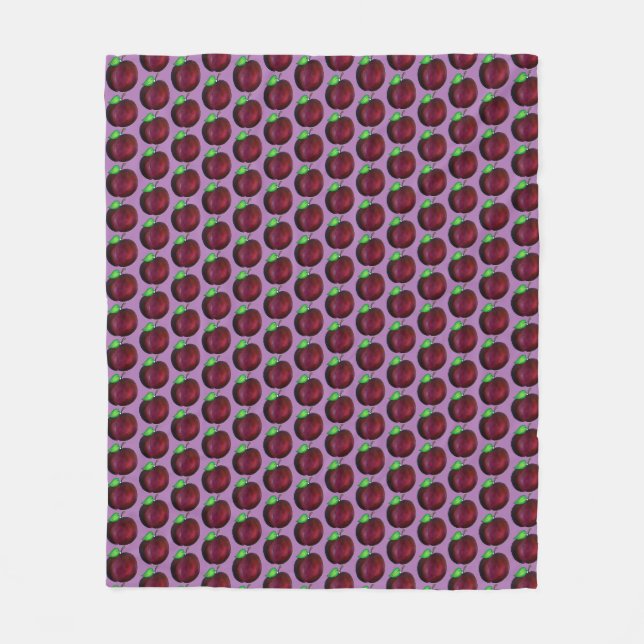Plums Ripe Summer Purple Plum Fruit Print Fleece Blanket (Front)