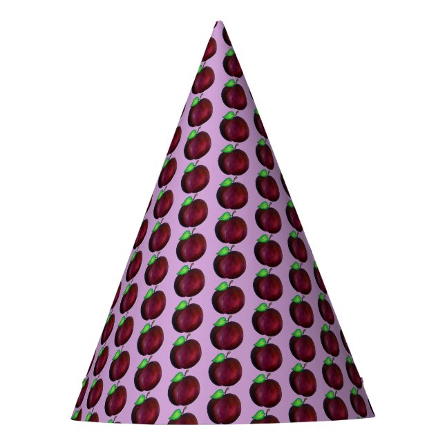 Plums Ripe Summer Purple Plum Fruit Print Party Hat (Front)