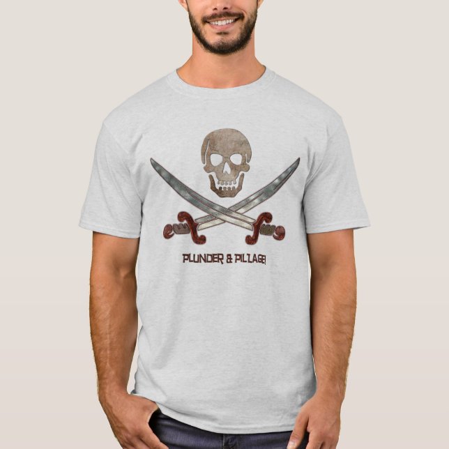 Plunder & Pillage Pirate Calico Jack T-Shirt (Front)