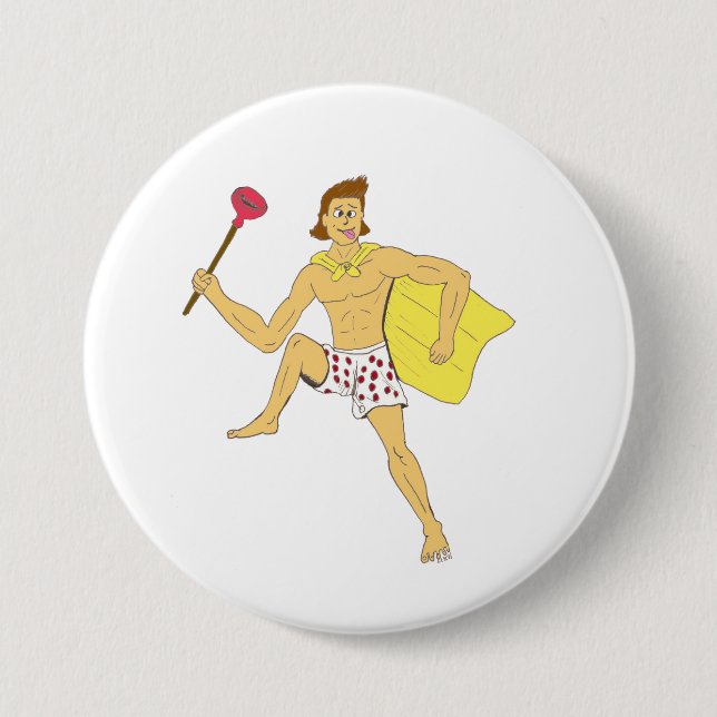 plunger and underwear guy 3 inch round button (Front)