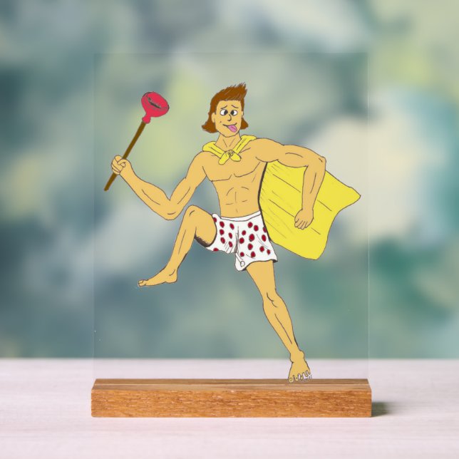 plunger and underwear guy acrylic sign (Neutral)