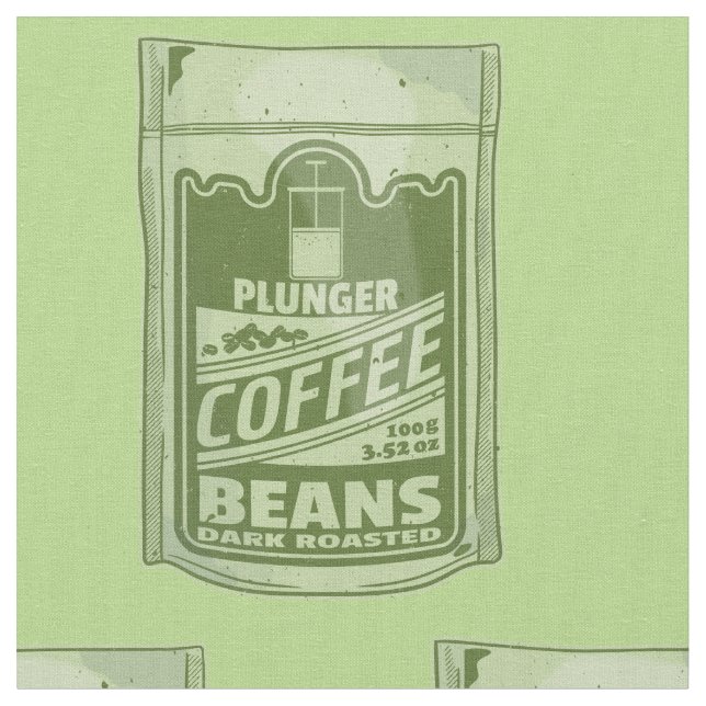 Plunger coffee pop art food packaging illustration fabric (Close Up)