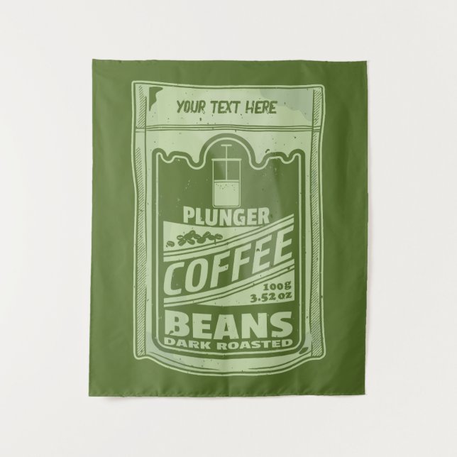 Plunger coffee pop art food packaging illustration tapestry (Front)