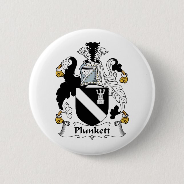 Plunkett Family Crest 2 Inch Round Button (Front)