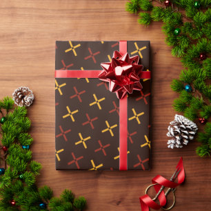 Plus Brown Yellow Minimal Pattern Wrapping Paper