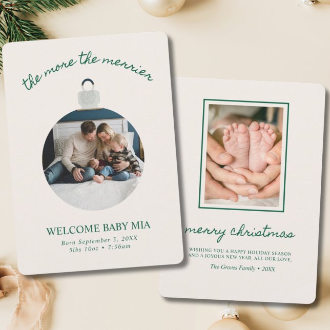 Plus de la Faire-part bébé de Noël Merrier (More the Merrier Christmas Baby Announcement)