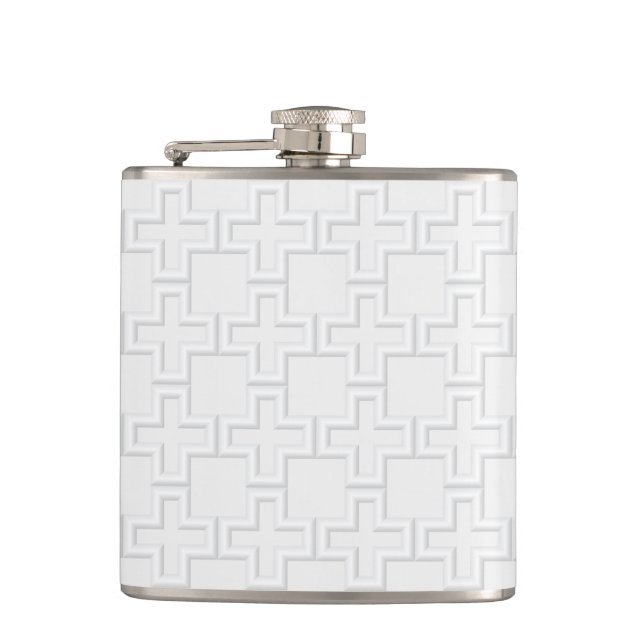Plus Embossed Surface Pattern Hip Flask (Front)
