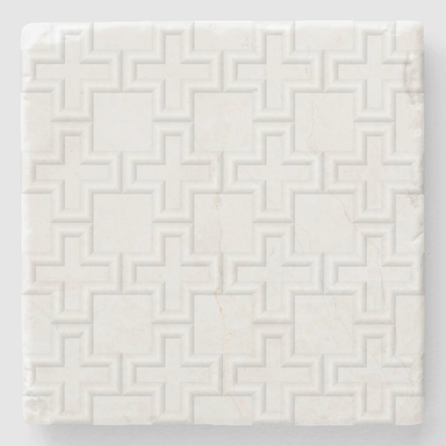 Plus Embossed Surface Pattern Stone Coaster (Front)