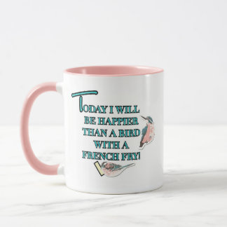 Plus heureux qu'un oiseau avec une tasse de pommes