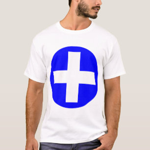 Plus Sign in white with blue T-Shirt