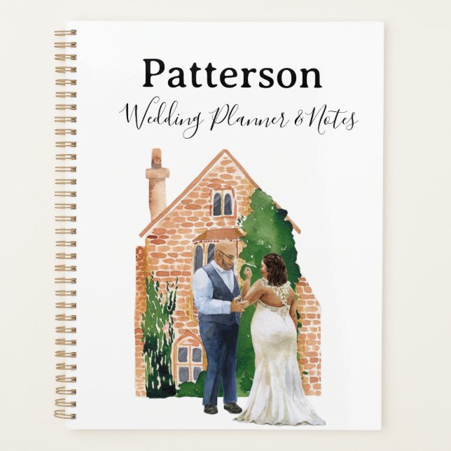 Plus Size Black Couple Wedding Notes Notebook Planner (Front)